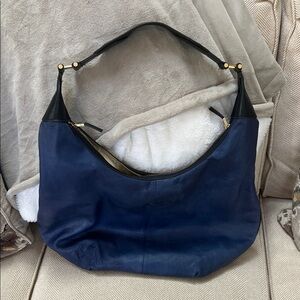 India Hicks Isabella Midnight Blue Leather Hobo Bag